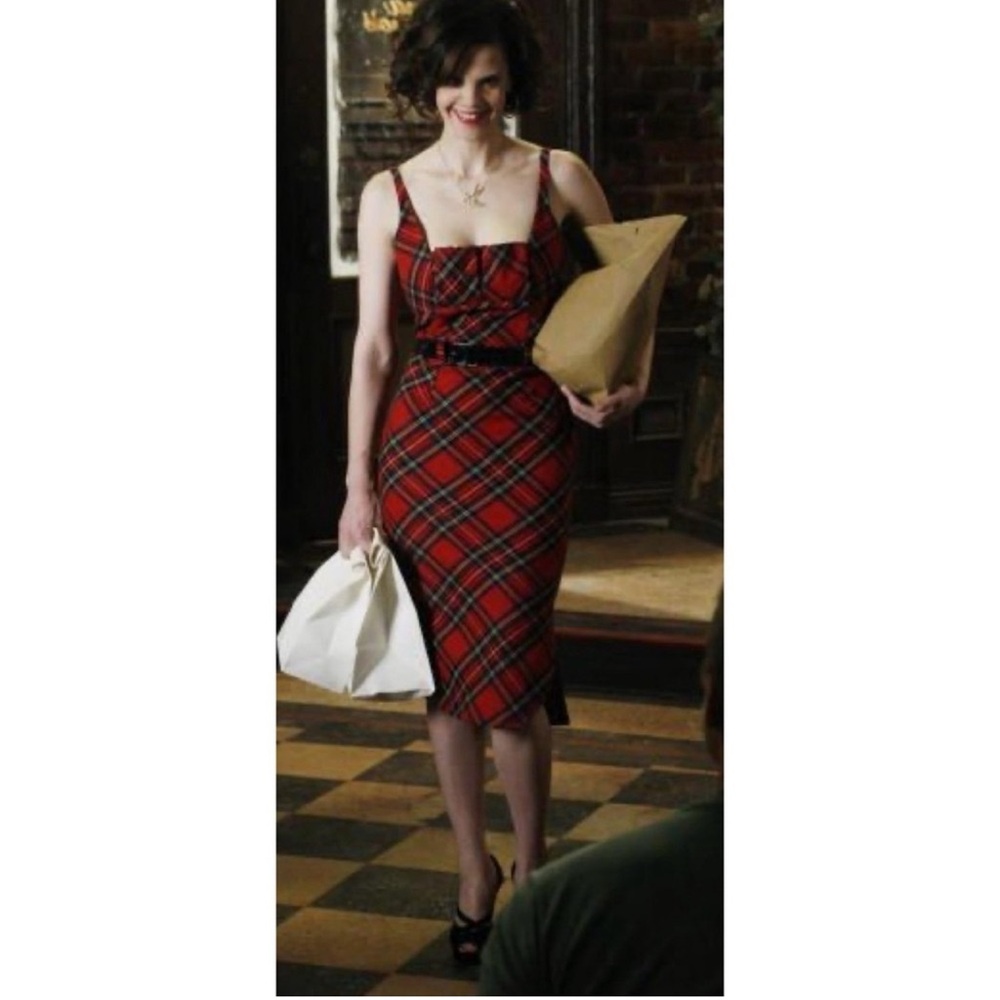 L.A.M.B. | Gwen Stefani Vintage Plaid Wool Dress 2000s Y2K in Red Size S Small - Picture 5 of 16